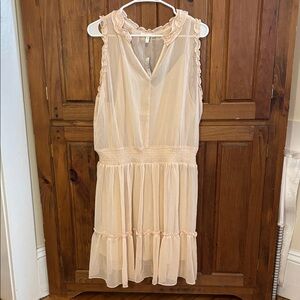 NWT Maurice’s Women’s Cream Colored Sleeveless Ruffle Mini Dress Size XL